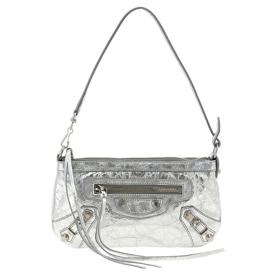 Balenciaga Le City Clutch In Silver