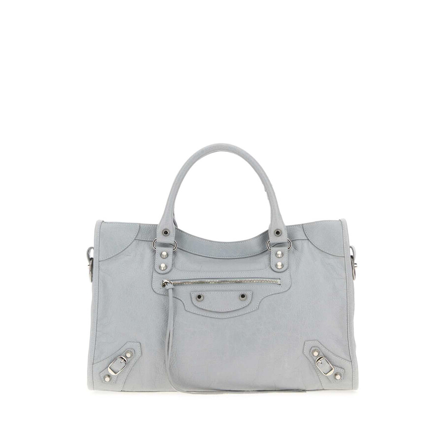Balenciaga Light Grey Leather Medium Le City Handbag In Pink