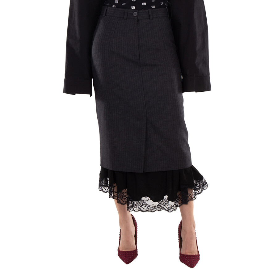 Lingerie Pinstripe Wool Skirt, Brand Size 36 (US Size 6)