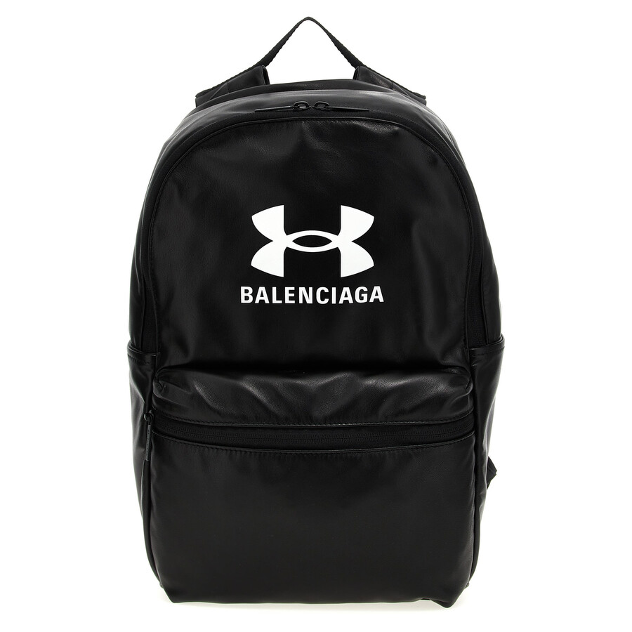 Balenciaga Smooth Lambskin Backpack With Front Logo In Black
