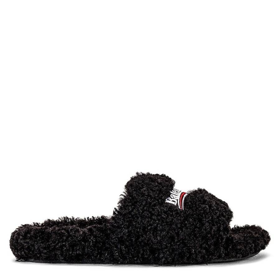 【BALENCIAGA】Furry Slide Sandal Allover Logo ★関税送料込み Balenciaga Furry Slide Sandals | Saks Fifth Avenue