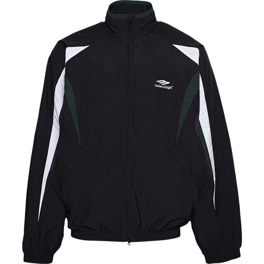 BALENCIAGA トラックジャケット725276 TNO79 1000 Balenciaga Men's Black Logo Embroidered Track Jacket, Brand Size 1