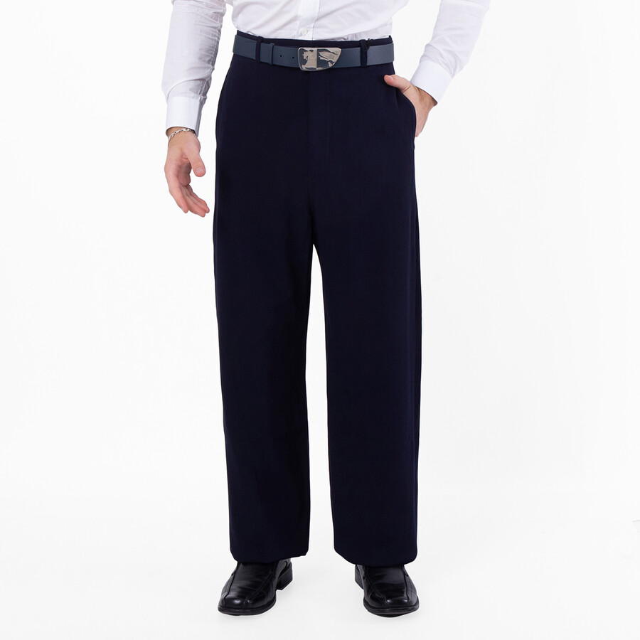 Men's Dark Navy Large-Fit Tailored Trousers