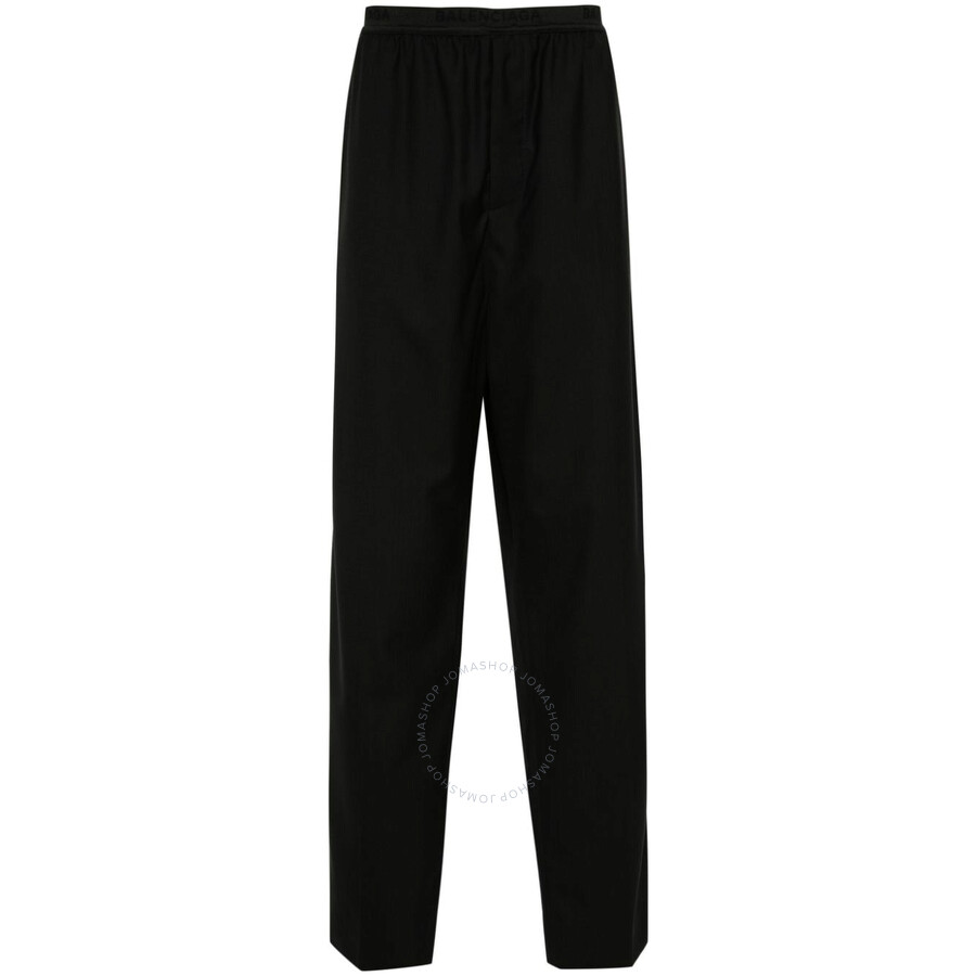 Balenciaga Black Fluid Poplin Large Elastic Trousers In Black