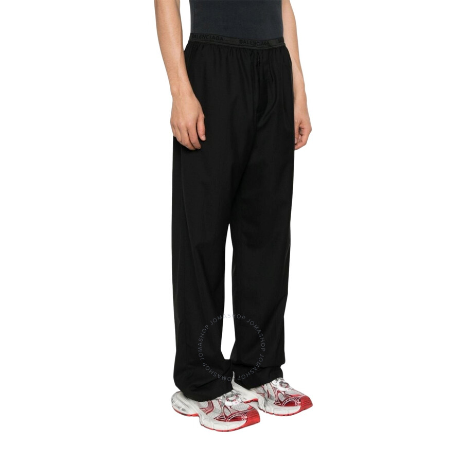 Balenciaga Black Fluid Poplin Large Elastic Trousers In Black