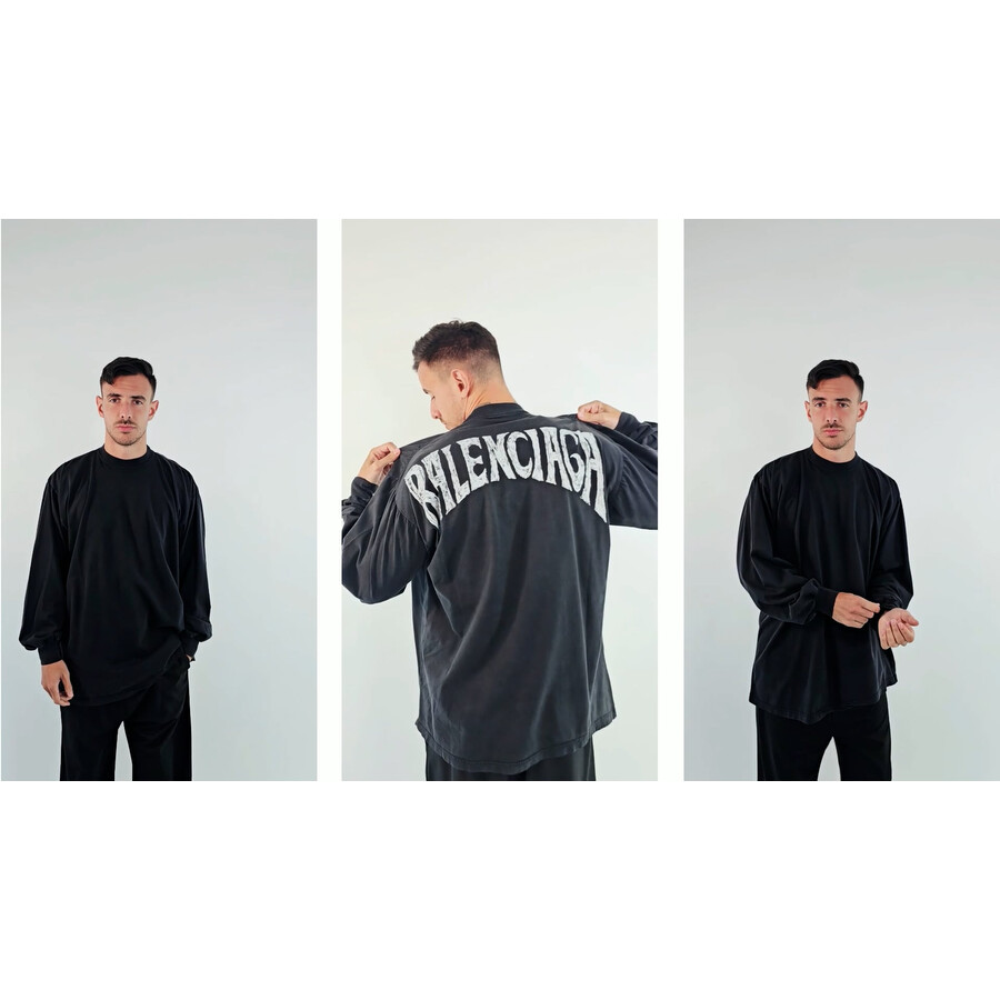 Balenciaga Men's Logo-Print Long-Sleeve T-Shirt, Brand Size 3