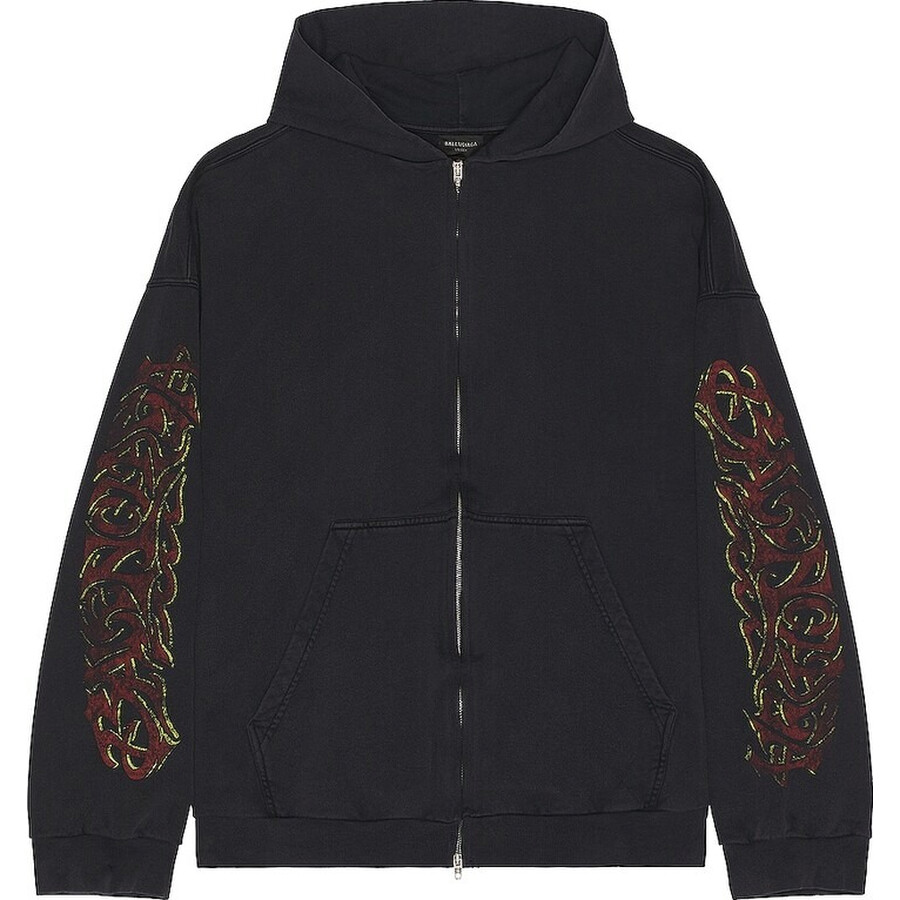 BALENCIAGA｜HOOD/ZIP-UP (713677 TOVP1 9081) Balenciaga Embroided Logo Cotton Large Fit Hoodie, Brand