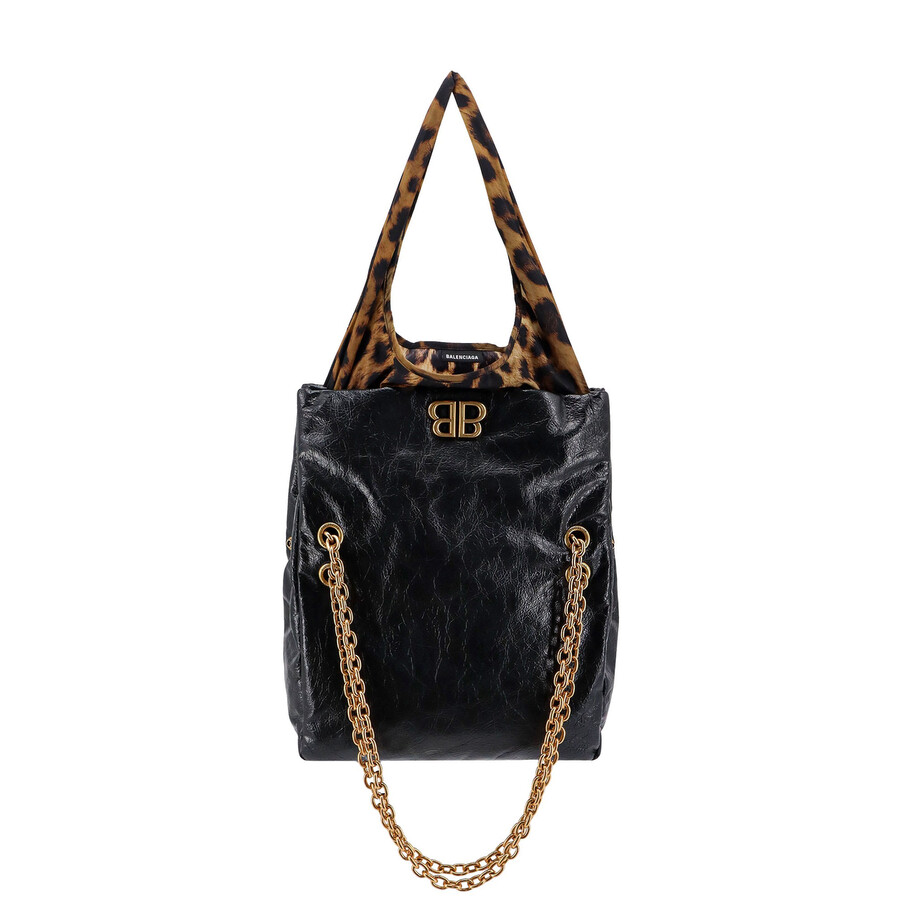 Balenciaga Changeable Leather Shoulder Bag With Animalier Insert In Black