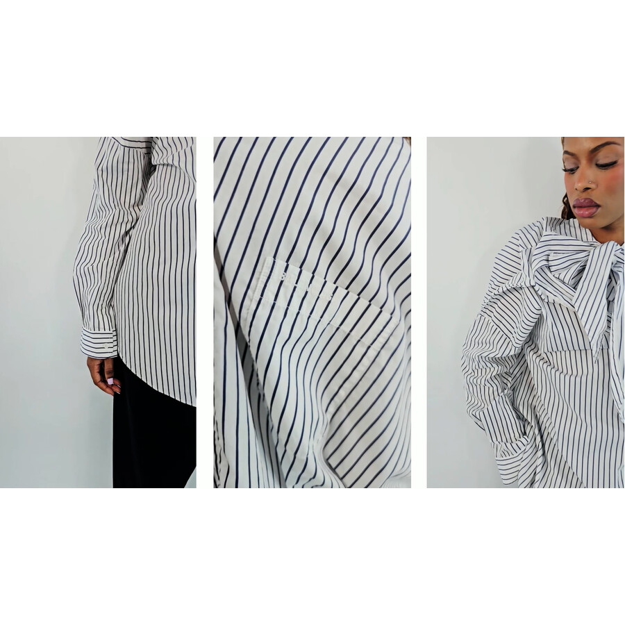Balenciaga Pinstripe Knotted Shirt, Brand Size 36 (US Size 2