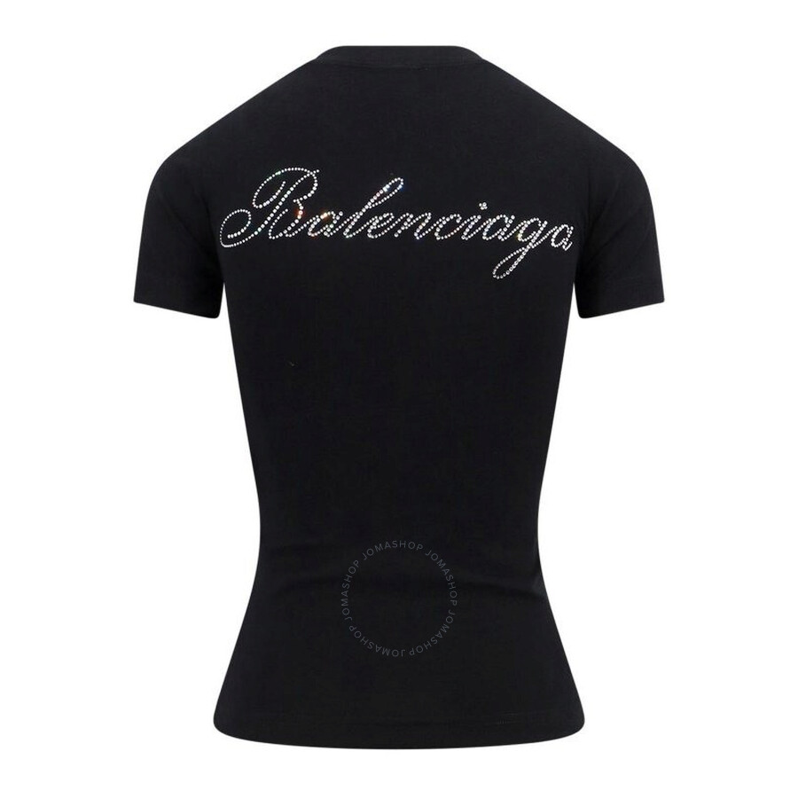 【関税&送料込み】Balenciaga Glitter Logo T-Shirt Balenciaga Rhinestone-Embellished Logo Fitted T-Shirt - T