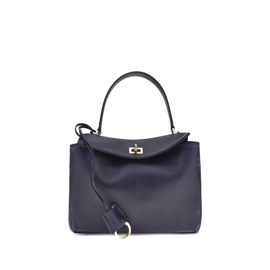Balenciaga Rodeo Small Shoulder Bag In Used-effect Leather In Blue