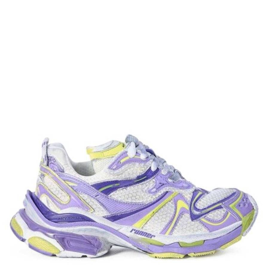 Balenciaga Women 'runner 2.0' Multicolor Low Top Sneakers With Runner Logo In Mesh And Polyurethane In Purple