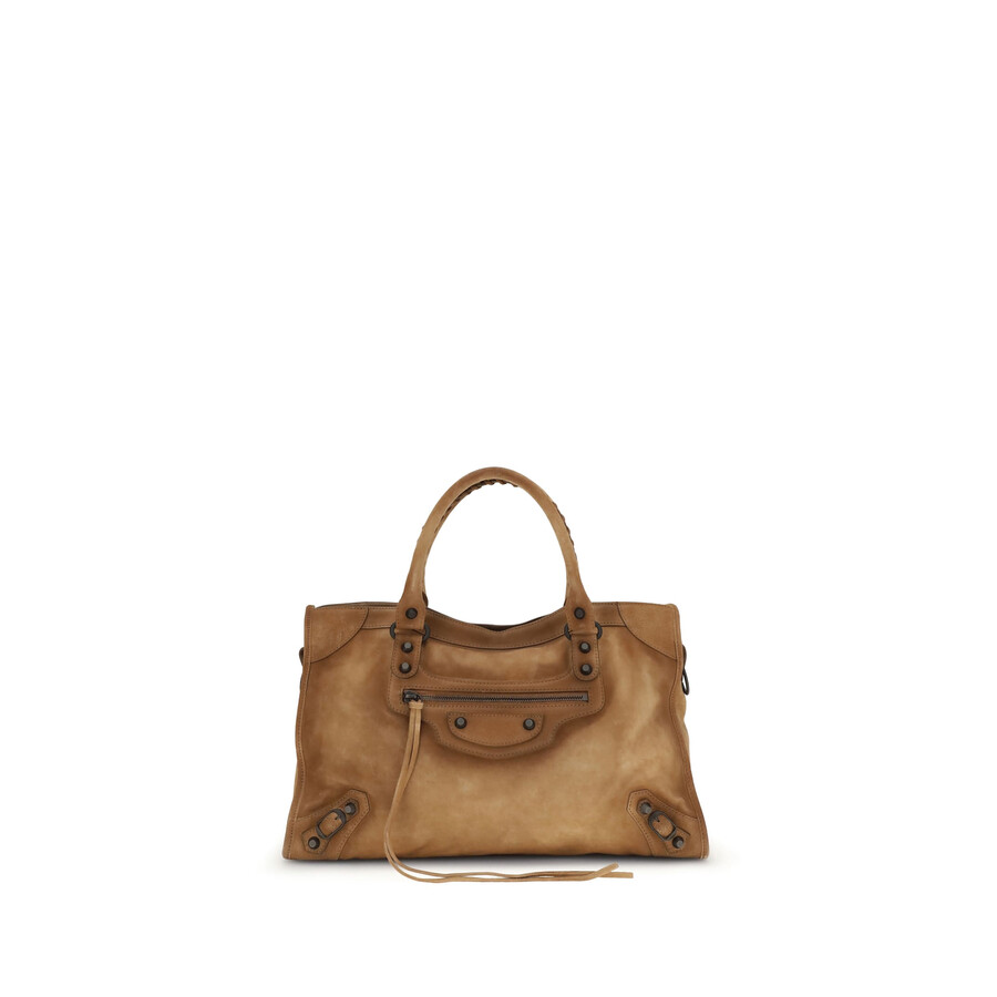 Balenciaga Suede Le City Medium Handbag In Sand