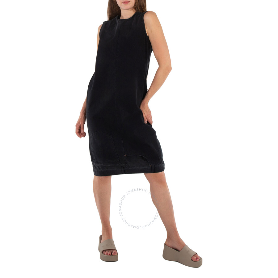 【関税込み】balenciaga UPSIDE DOWN' DRESS Balenciaga Sunbleached Black Upside Down Denim Midi Dress