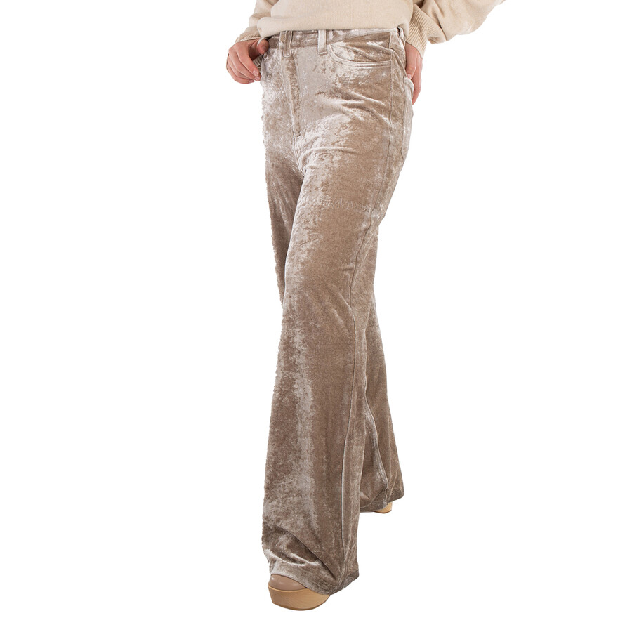 パンツ BALENCIAGA PANTS (720226TNQ13 9799) Balenciaga Velvet Stretch Wide-Leg Trousers In Desert Beige