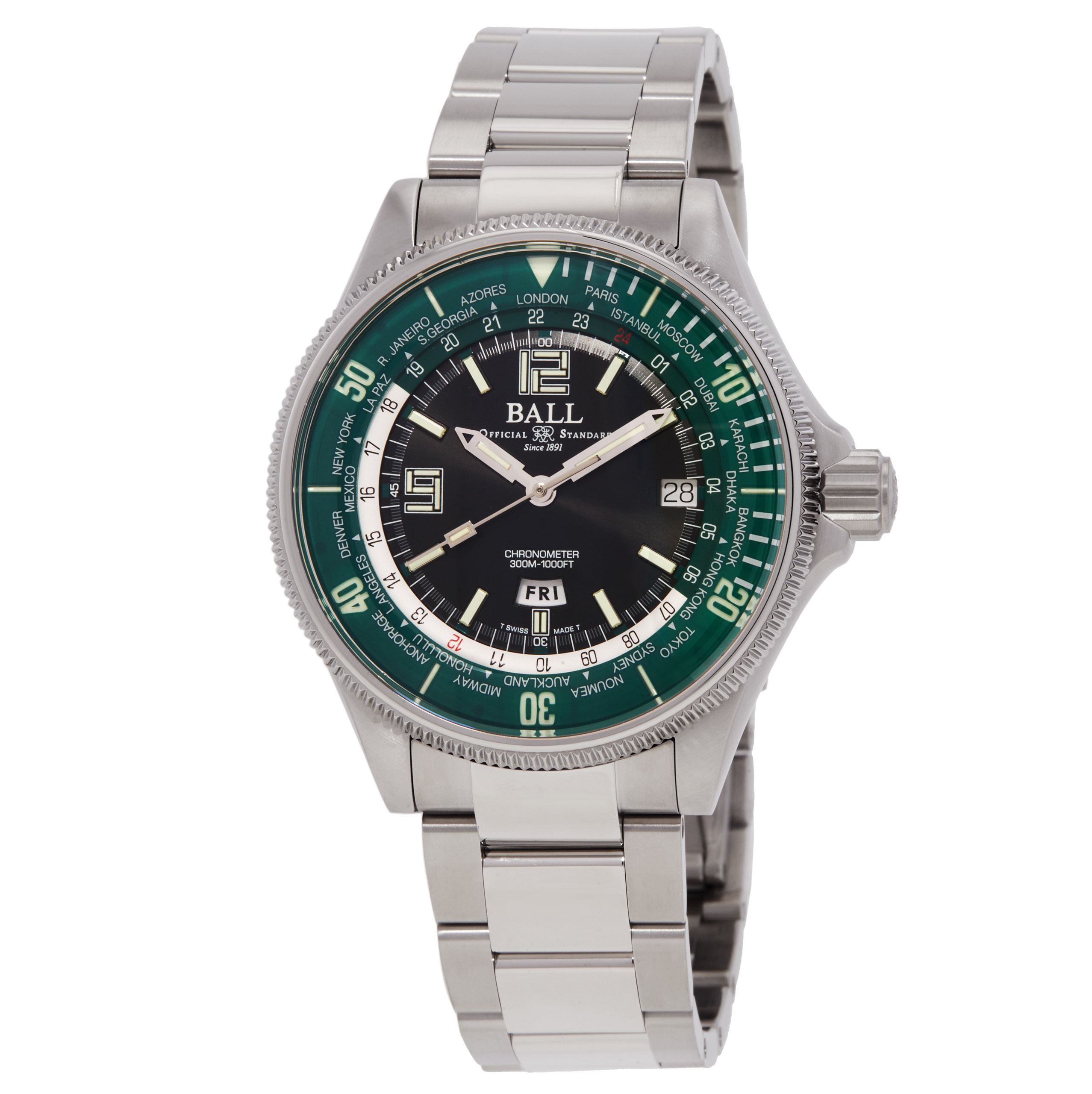 Ball Engineer Master II Diver Worldtime Automatic Black Dial Men's Watch DG2232A-SC-GRBK