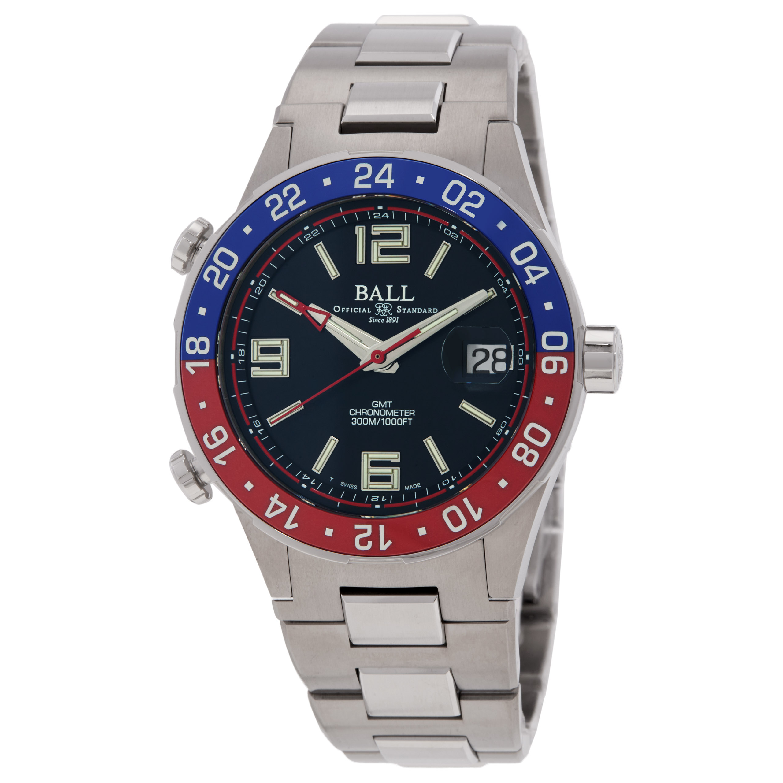 Ball Roadmaster Pilot GMT Automatic Black Dial Men's Watch DG3038A-S2C-BK