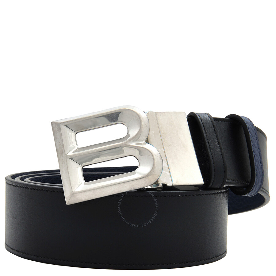 Bally B Bold Palladium Buckle Leather Belt In Black