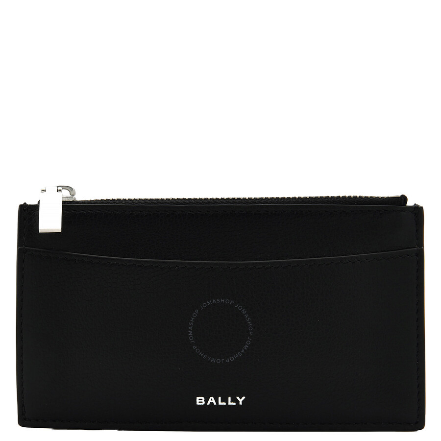Bally Banque Zip Leather Card Holder In Black