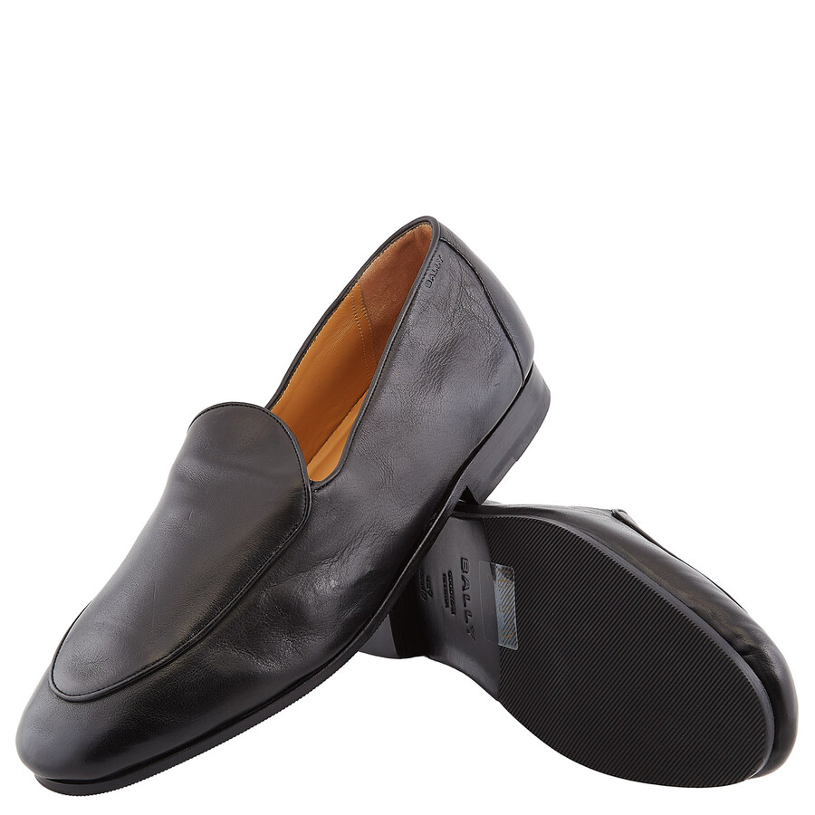 Bally Black Leather Loafers In Black