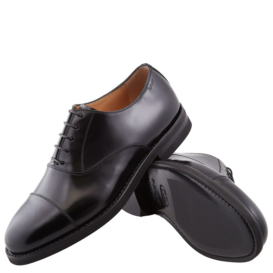 Bally Black Leather Oxford Shoes In Black