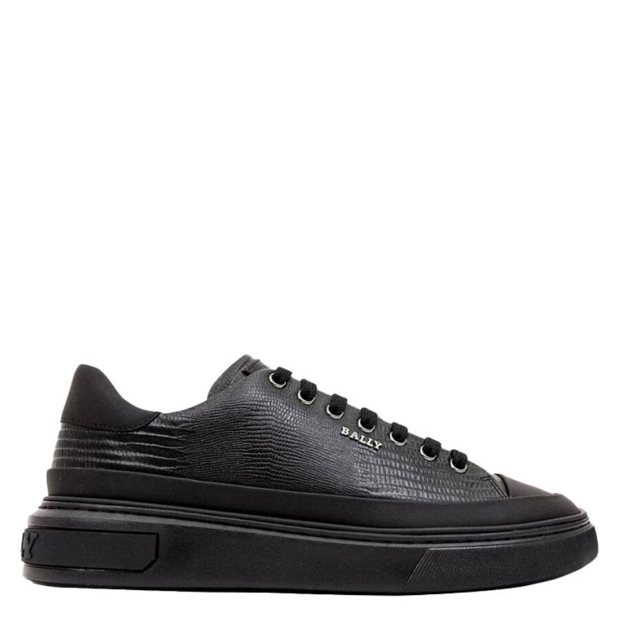 Bally Black Maily Calf Embossed Low-Top Sneakers, Brand Size 10