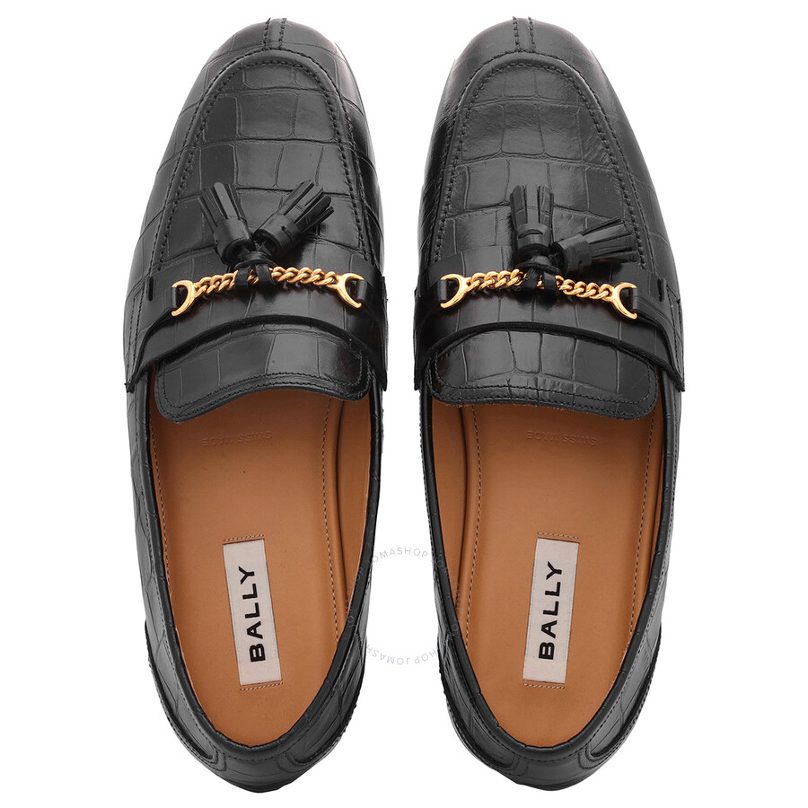 Bally Black Suisse Leather Loafers In Black