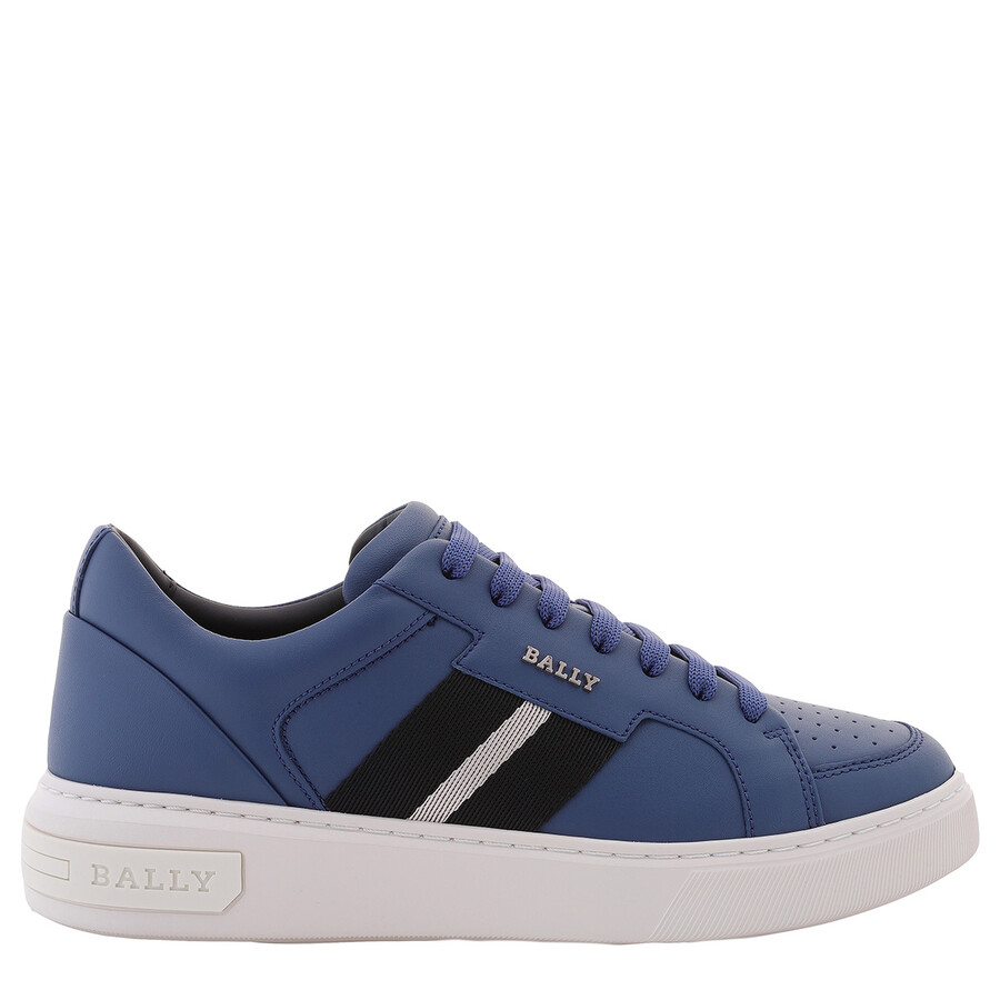 Shop Bally Blue Neon Leather Moony Low-top Sneakers