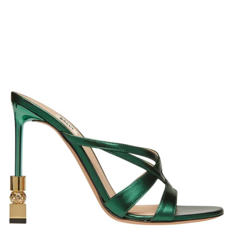 Bally Carolyn 105 Metallic Leather Sandals In Green