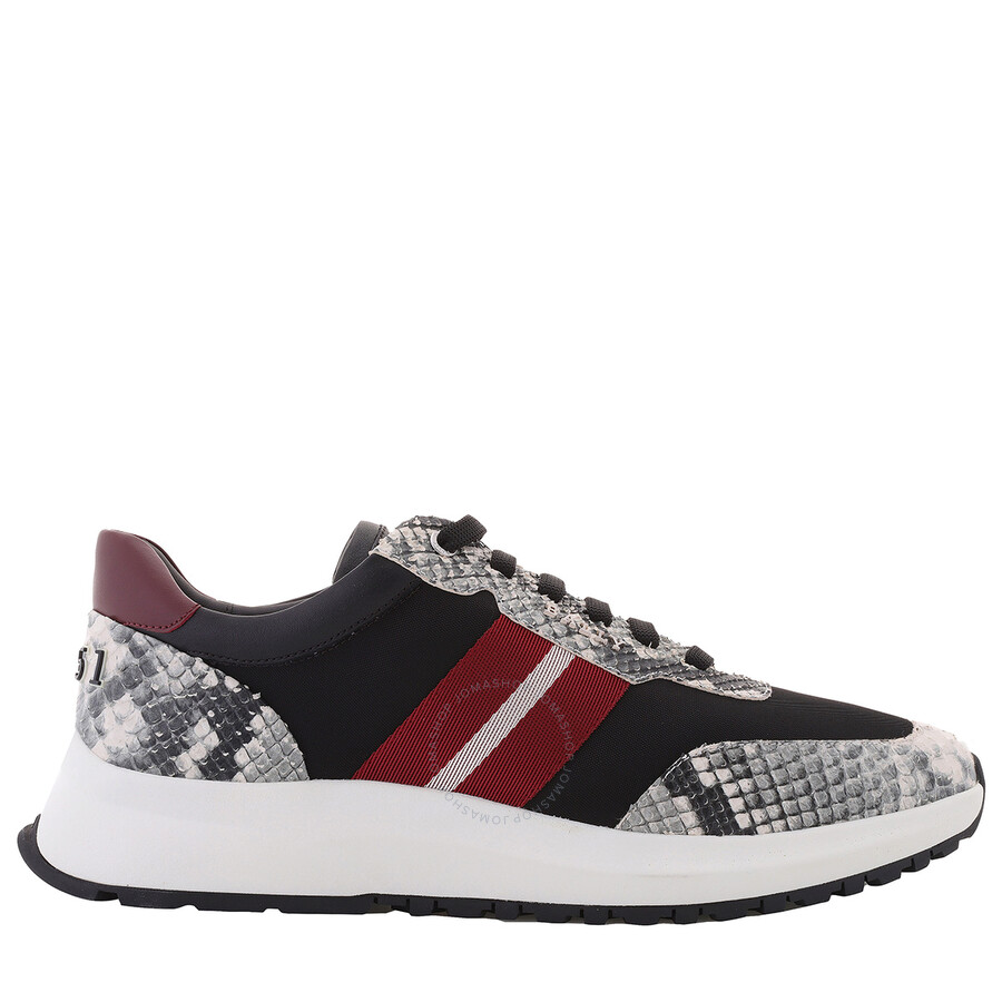 Shop Bally Daryn Mixed Media Low-top Sneakers In White/black