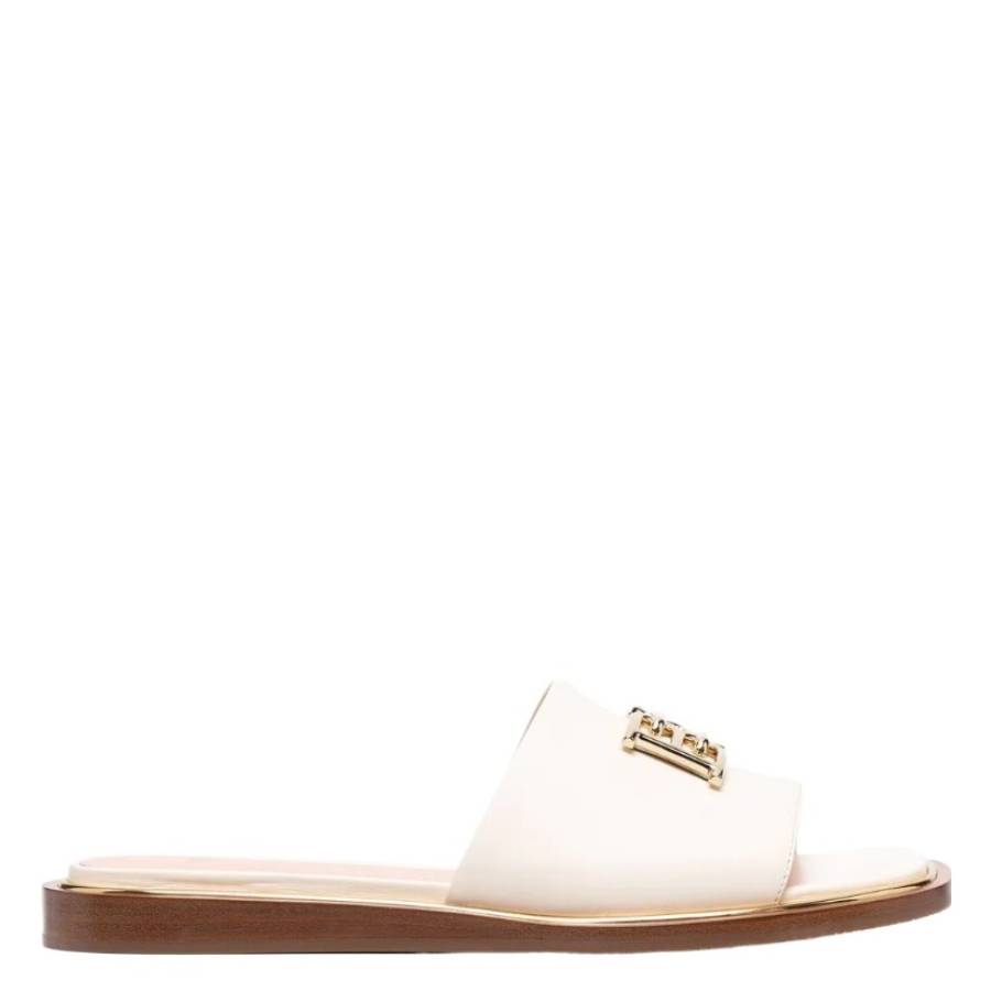 Bally Eloise B Chain Leather Sandals In White