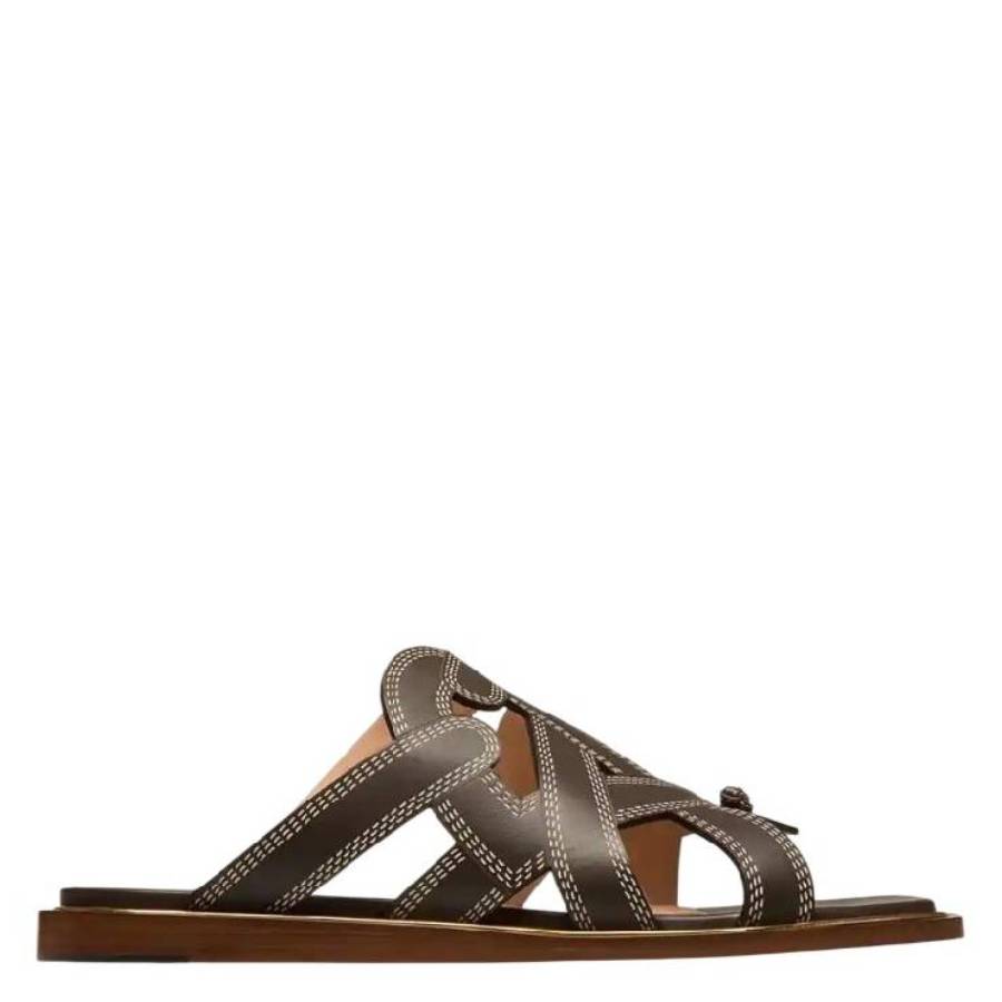 Bally Glada Leather Flat Sandals In Brown