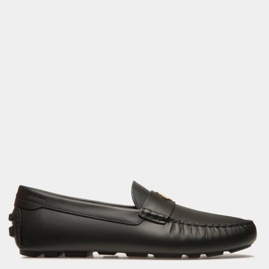 Bally Embossed Leather Penny Loafers In Black