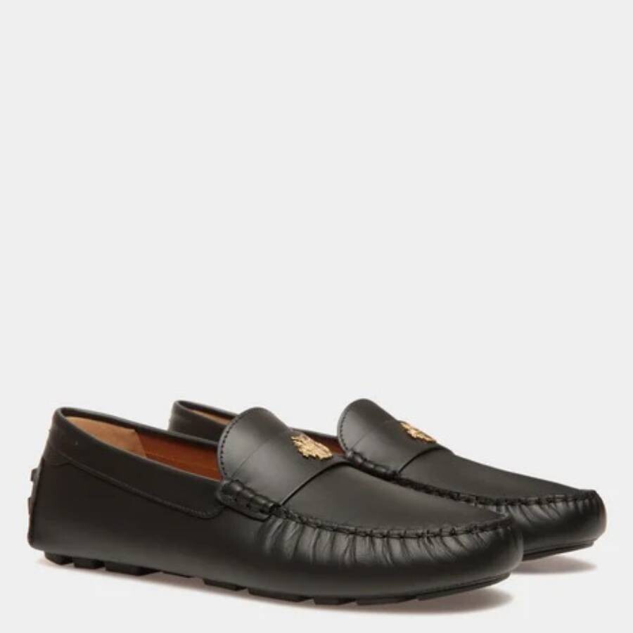 Bally Embossed Leather Penny Loafers In Black