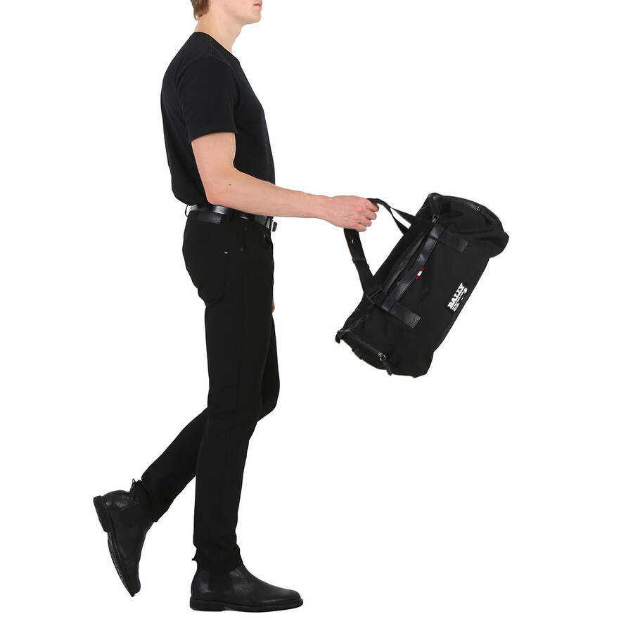 Bally Men's Black Fabric Logo Duffle Bag ModeSens
