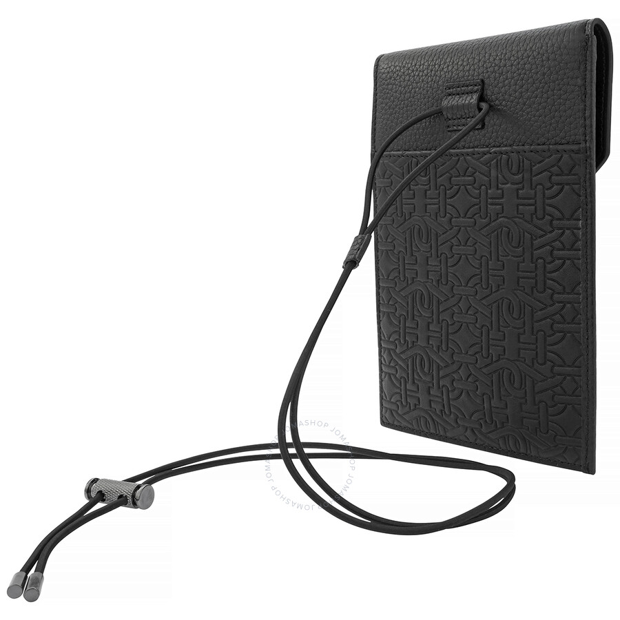 Mua Men's Boyd Black Leather Phone Wallet With Neck Strap chính hãng