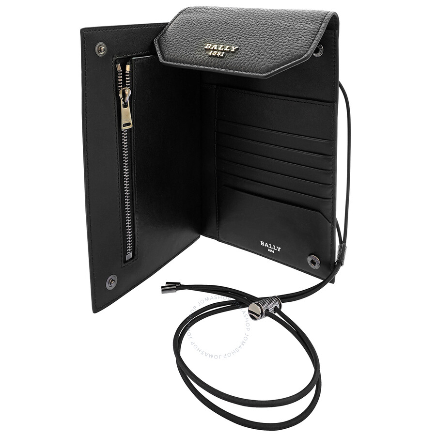 Mua Men's Boyd Black Leather Phone Wallet With Neck Strap chính hãng