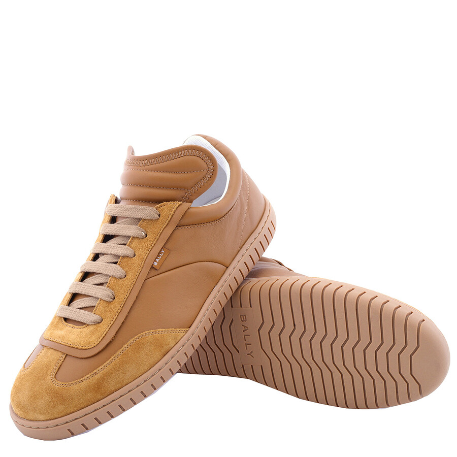 Shop Bally Men's Deserto Calf Suede Parrel Sneakers In Beige