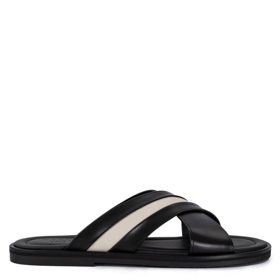 Shop Bally Men's Jabil Black Calf Leather Slide Sandals