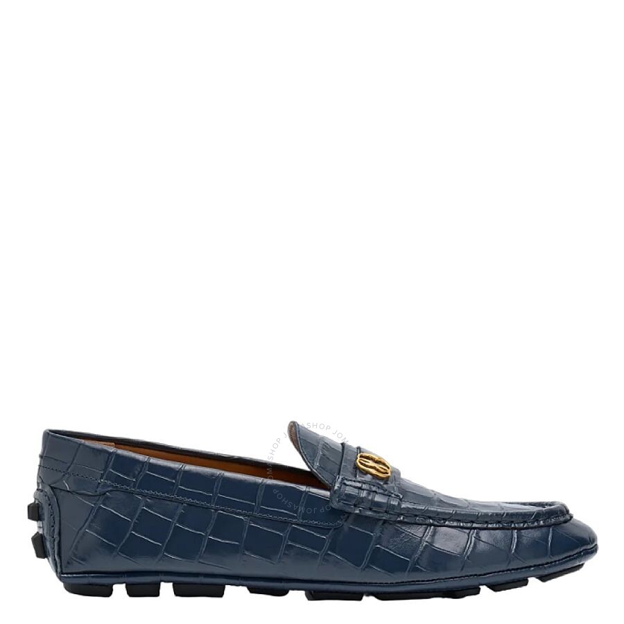 Bally Men's Keeper Croc Embossed Leather Driving Loafers In Midnight