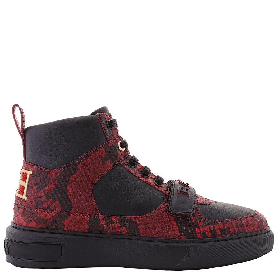 Shop Bally Merryk-bb Snakeskin Embossed High-top Sneakers In Black