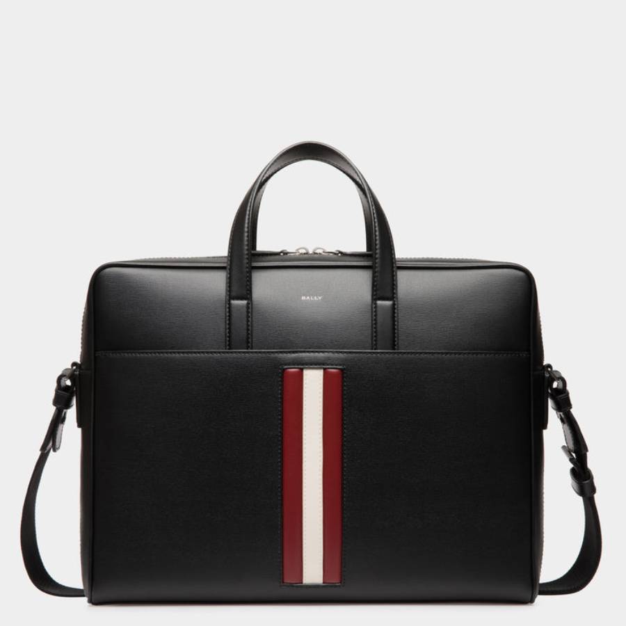 Bally Mythos Bovine Leather Briefcase In ["black","two Tone"]