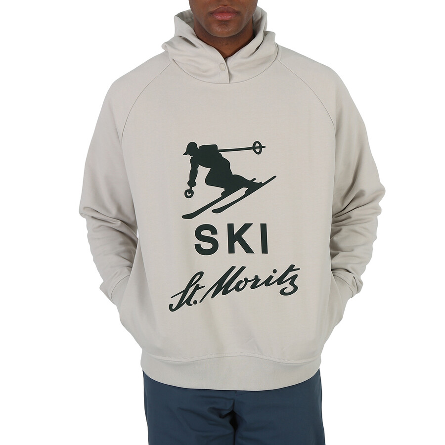 Shop Bally Silver Birch Ski St. Moritz Diagonal Fleece Hoodie In Silver Tone