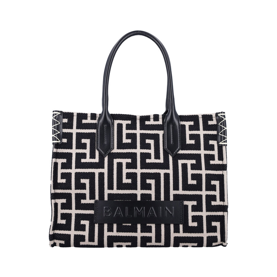 Balmain B-army Shopper 36 Bag In Pb Labyrinth Jacquard In Purple