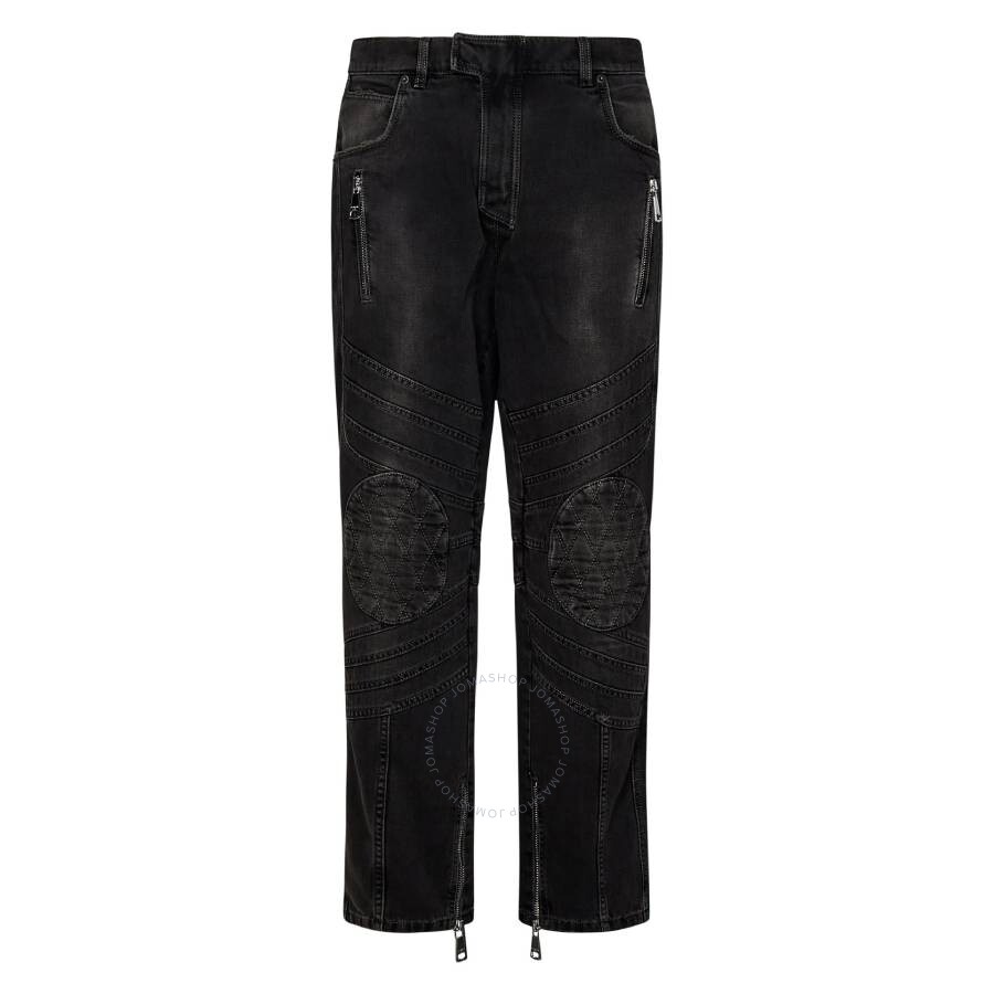Balmain Zipped Detailed Denim Trousers In Black