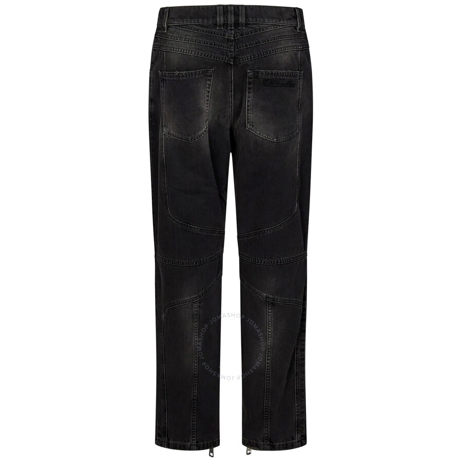 Balmain Zipped Detailed Denim Trousers In Black