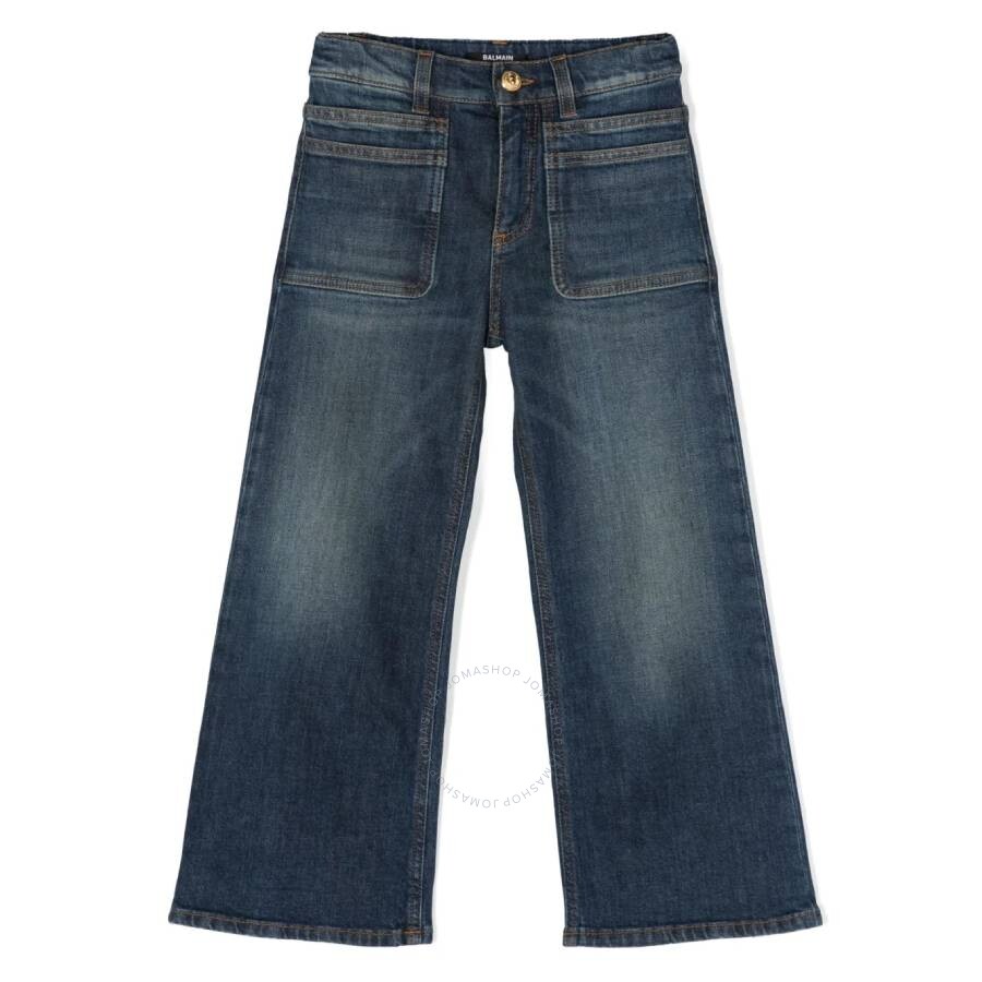 Balmain Boys Mid-rise Straight-leg Jeans In Blue