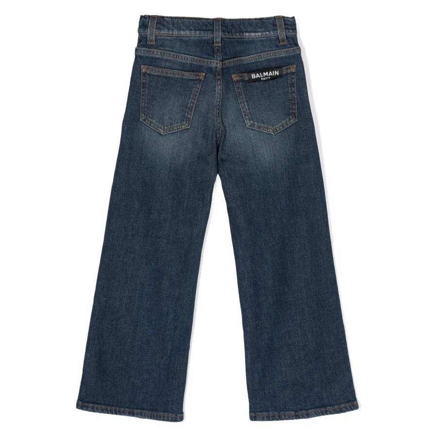 Balmain Boys Mid-rise Straight-leg Jeans In Blue