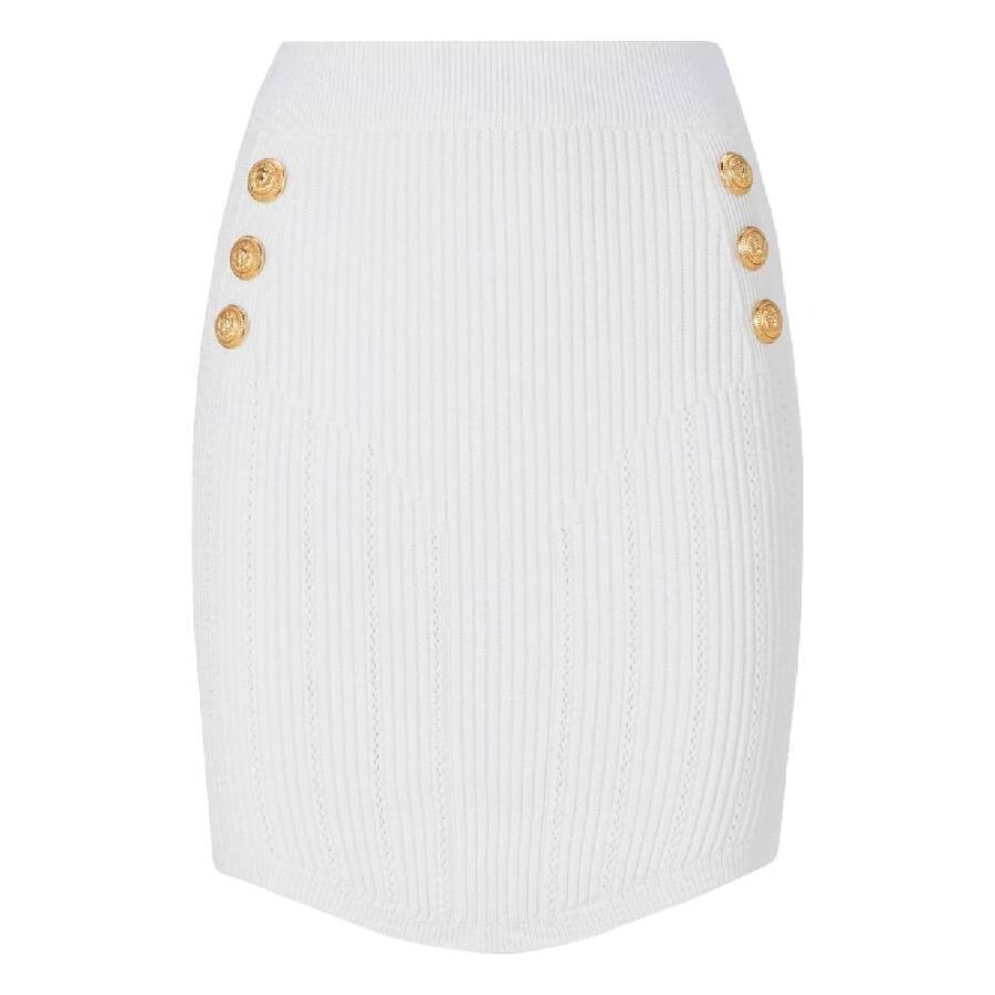 Button Embellished Mini Knit Skirt