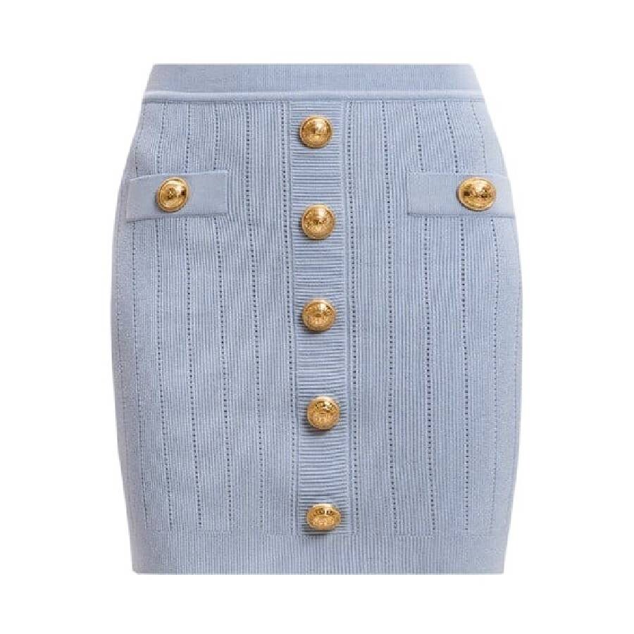 Button Embellished Mini Skirt